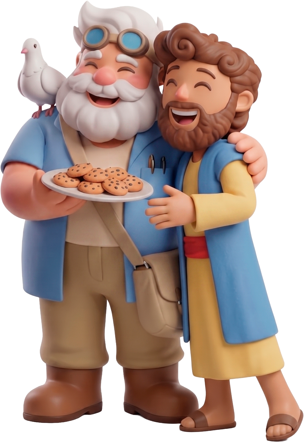 Jesus e um sábio professor compartilhando biscoitos e alegria
